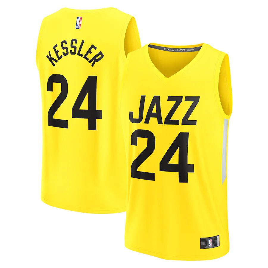 Men Utah Jazz #24 Walker Kessler Fanatics Branded Yellow 2022-23 Fast Break Replica Player NBA Jersey